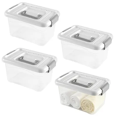 Aufbewahrungsboxen mit Deckel, 4er-Set, 28,5x19,5x15,5 cm, transparent