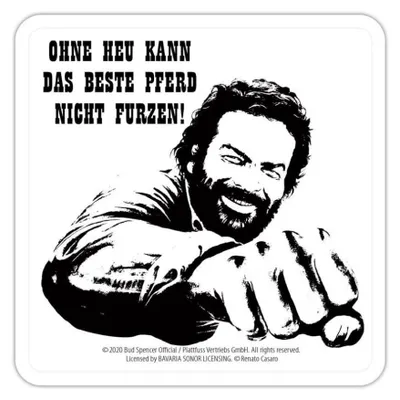 Produktbild von Bud Spencer Bierdeckel aus Blech Faust Pferd 10 x 10 cm