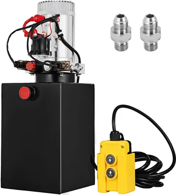 Produktbild von VEVOR Hydraulikpumpe, doppeltwirkendes Hydraulikaggregat, 12 V DC, Kippanhängerpumpe, 3200 PSI, Hydraulikaggregat zum Heben von Kippanhängern und Autos (12 Quart, Stahl/doppeltwirkend)
