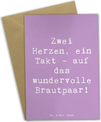 Produktbild von Mr. & Mrs. Panda Grußkarte Spruch Brautpaar Herzen - Lavendeltraum - Geschenk, wundervolles Brautpaar, Heiraten, romantisch, Hochzeit, Glückwunschkarte, ein Takt, Liebe