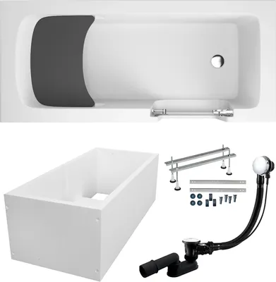 Zdjęcie produktu dla Wanna dla Seniorów z Drzwiami i Siedziskiem, Zestaw 6w1 160x75 Prawa + Styropianowy Nośnik Stabilizujący, Syfon, Nogi (stelaż) | BADLAND AVO
