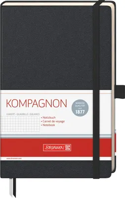 Produktbild von Notizbuch Kompagnon Klassik A5 kariert 96 Blatt 80g/qm schwarz Packung mit 5 Stück