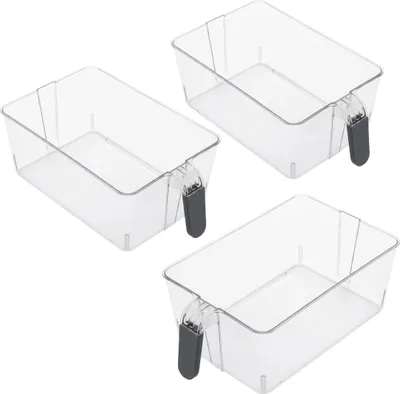 Obrázok produktu pre 2.02 Košík na uskladnenie v chladničke, sada 3 ks s rukoväťou - cca 31x18x11 cm - Úložný box s organizérom (stredný / sada 3 ks)