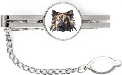 Obrázok produktu pre Eurasier – geometrická sponka na kravatu s obrázkom a nápisom od Art-Dog