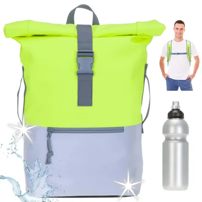 Produktbild von Rucksack Plane Time Bag Evo 24 L Kurierrucksack Roll-Top Freizeitrucksack Arbeit Freizeit wetterfest Outdoor Elephant 12832 Neon Gelb Reflektor 1 +f
