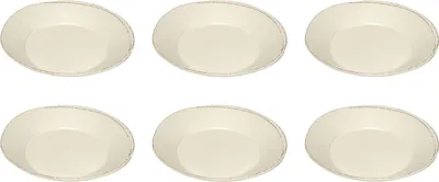 Produktbild von VIRGINIA CASA 6er Set Suppenteller LASTRA BIANCO 24cm weiß Keramik Landhausstil