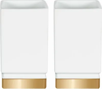 Produktbild von Spirella Zahnputzbecher Zahnbürstenhalter Roma Weiß/Gold - 2 Stück