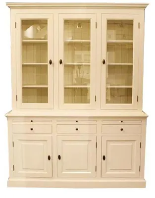 Image de Grande armoire shabby chic style campagnard avec 4 portes et 3 tiroirs - Buffet armoire - Armoire salle à manger