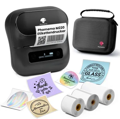 Zdjęcie produktu dla Drukarka etykiet Bluetooth - Termiczna - 3 rolki etykiet samoprzylepnych - Przenośna