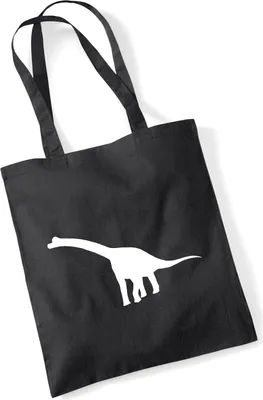 Produktbild von Huuraa Jutebeutel Brachiosaurus Dinosaurier 10 Liter Black Baumwolle Tasche Geschenkidee