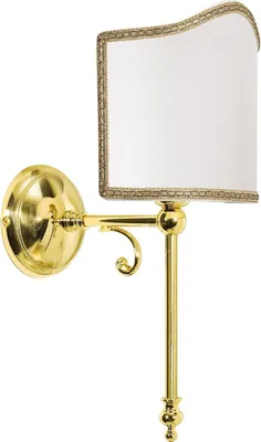 Produktbild von Wandlampe Messing Stoff H: 36,5 cm in poliert Weiß E14 Klassisch Wandleuchte