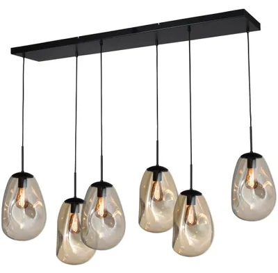 Produktbild von masterlight Pendelleuchte Lava 6-flammig Glas Gold 130x35cm