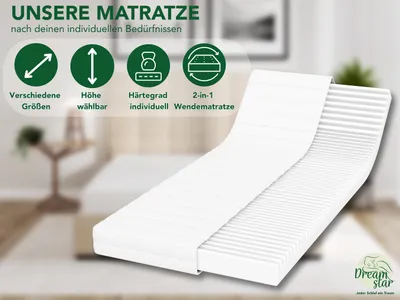 Produktbild von Ergonomische 7-Zonen Kaltschaummatratze | 140 x 200 cm | 11cm | H2 & H3 | DREAMSTAR Easy Flex