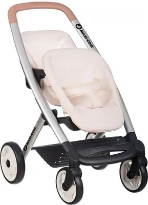 Produktbild von Zwillingspuppenwagen Smoby Maxi Cosi, Beige, Mehrdirektionale Räder, Ab 3 Jahren, Verstellbare Sitze, Großes Ablagefach