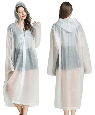Produktbild von SDFWGG 2 Stück Regenponcho Damen Herren mit Kapuze Langer Schnitt Regencape mit Kapuze Durchsichtige Regencape Festivalregenponcho Leichter Uni Regenponcho Wiederverwendbar