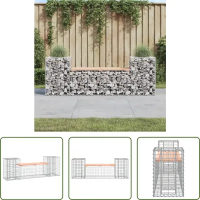 Produktbild von The Living Store Gartenbank aus Gabionen 183x41x60,5 cm Massivholz Douglasie