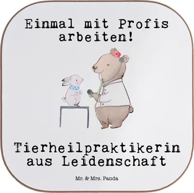 Produktbild von Mr. & Mrs. Panda Untersetzer für Gläser Tierheilpraktikerin Leidenschaft - Weiß - Geschenk, Tischschoner, Tischuntersetzer, gläseruntersetzer, Coaster