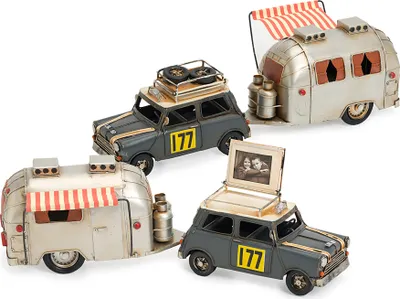 Immagine prodotto di Auto decorativa retrò con cornice e rimorchio nero 43x11x13cm