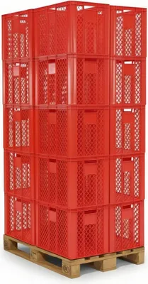 Produktbild von 20 Stück Bäckerkisten / Brotkisten 600 x 400 x 410 mm in rot