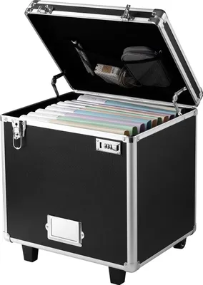 Immagine prodotto di VEVOR Valigetta Portadocumenti con Ruote 39,6 x 32 x 38,1 cm Custodia Portadocumenti Portatile con Serratura Manico Telescopico, Scatola per Documenti per Ufficio, Viaggi di lavoro, Traslochi