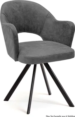 Produktbild von Armlehnstuhl (6er-Set) Debor 59x87x61 Schwarz/Grau