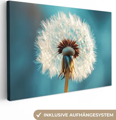 Produktbild von Leinwand Bilder 30x20 cm - Blumen - Löwenzahn - Blau, Wandbilder, Wanddeko Wohnzimmer, Bild