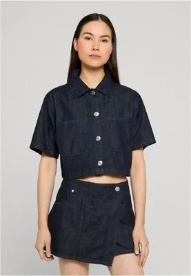 Image de Chemise pour femme Urban Classics Ladies Cropped Light Denim Shirt, bleu délavé - S
