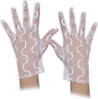 Produktbild von Spitzen Netz Handschuhe Weiß Karneval Fasching Halloween Hochzeit Party Cosplay