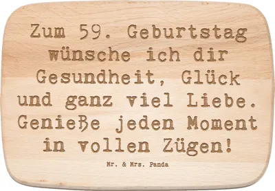 Produktbild von Mr. & Mrs. Panda Frühstücksbrett Spruch 59. Geburtstag - Transparent - Geschenk, schneidbrett, Geburtstagsüberraschung, Gesundheit, Jubiläum, Geburtstagsparty, Feiern