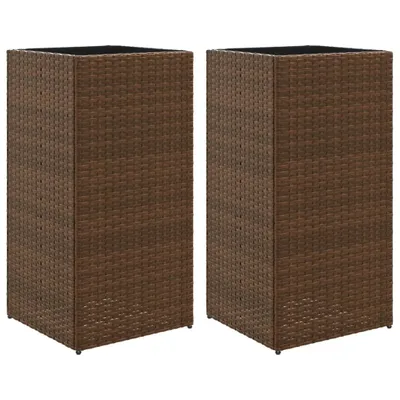 Produktbild von vidaXL Pflanzkübel 2 Stk. Braun 40x40x80 cm Poly Rattan