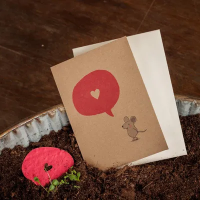 Produktbild von Grußkarte Maus Geburtstag Valentinstag & Jahrestag Postkarte - pflanzbare Karte