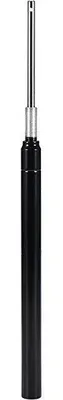 A black and silver cylinder product against a white background.