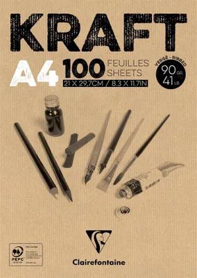 Immagine prodotto di Blocco incollato Kraft br A4 100 fogli 90g cartone marrone