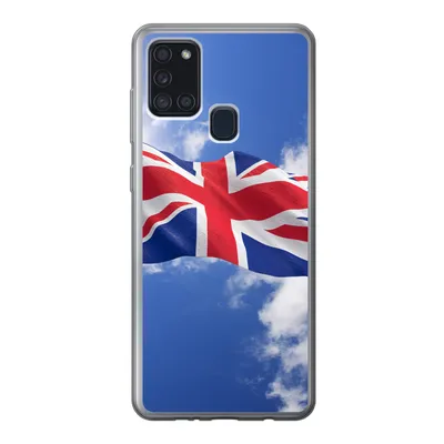 Produktbild von MuchoWow® Handyhülle Schutzhülle Hülle für Samsung Galaxy A21s Die Flagge des Vereinigten Königreichs weht am Himmel Silikon Softcase Handy Hülle - Hartschale