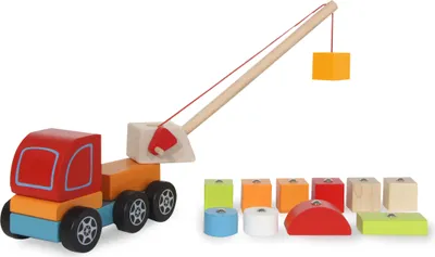 Produktbild von Holzspielzeug Kidiwood Steckspiel Mobilkran 14tlg.
