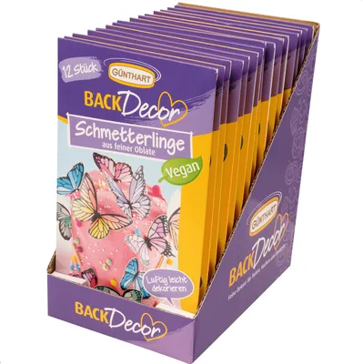 Produktbild von BackDecor 15 x 12 bunte Schmetterlinge aus Oblaten