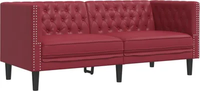 Obrázek produktu pro Pohovka Chesterfield 2místná vínová umělá kůže