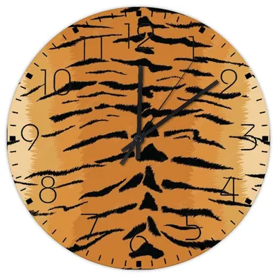 Productafbeelding van Elzusha - Houten Wandklok met Dierenhuidpatroon voor Retro Decoratie