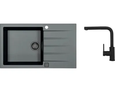 Obrázok produktu pre Granitový drez s batériou ALVEUS CADIT 40 Carbon 91 860x500 mm + batéria Zeos-P SETA23220