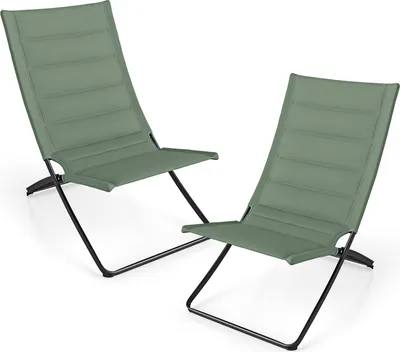 Produktbild von KOMFOTTEU 2er Set Strandstühle klappbar, Campingstühle mit gepolsterten Rückenlehnen & Sitzen, Liegestuhl mit Metallrahmen, Belastung 150 kg, Klappstühle für Garten, Angeln