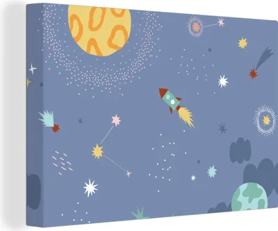 Produktbild von OneMillionCanvasses® - Leinwandbilder - 150x100 cm, Weltraum - Kinderzimmer - Sterne, Wandbilder Kunstdruck Wanddekoration