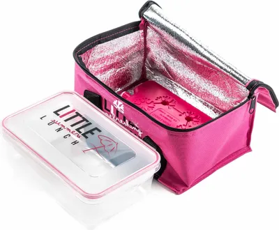 Produktbild von Kühltasche von Fresh & Cold im Soft-Design mit Lunchbox (1,1 l) und Kühlakku, Volumen 2,4 l, Größe ca. 11 x 22 x 15 cm, Farbe Pink Blau Grün sortiert