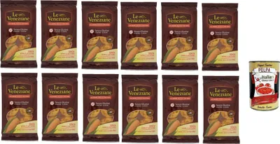 Produktbild von 12x Le Veneziane Pasta di Mais Fettuccine N.28 senza glutine,100% italienische Maisnudeln, glutenfrei. gluten free 250g + Italian Gourmet polpa 400g