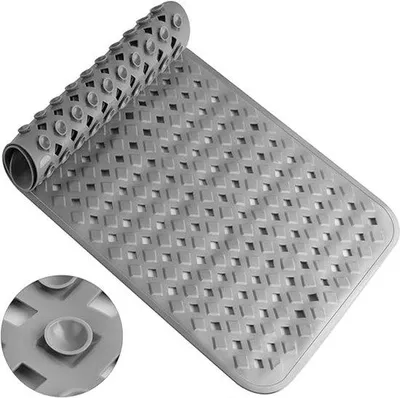 Produktbild von Famanu Badmatte 88 x 40 cm - Antirutschmatte für Badewanne, maschinenwaschbar, schimmelresistent, grau