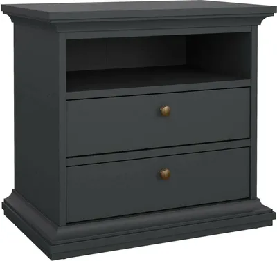 Image de Arluno - Table de chevet, 63x40x59h cm Gris, 2 Étagères