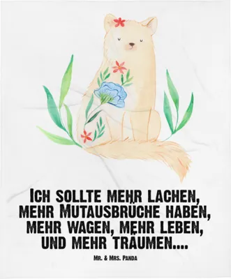 Produktbild von Mr. & Mrs. Panda Fleecedecke Katze Blumen - Weiß - Geschenk, Träume, Hoffnungsvoll, Schlummerdecke, Miau, Hoffnung, Babydecke, Erstlingsdecke, Schmusedecke, Plaid
