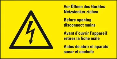 Produktbild von Dreifke® Aufkleber I Warn-Kombischild Vor Öffnen d.Gerätes Netzstecker ziehen...