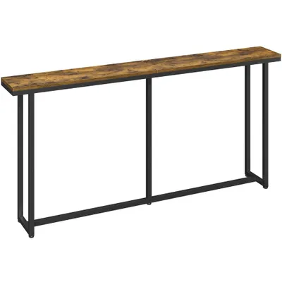 Produktbild von Yaheetech Schmaler Konsolentisch 160 x 20 x 81 cm Langer Flurtisch aus Holz & Metall Beistelltisch, Rustikal-Braun