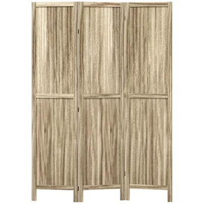 Image de HOMCOM Paravent en bois de paulownia 3 panneaux 120 x 170 cm séparateur de pièce cloison de séparation pliable - naturel