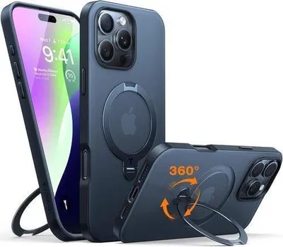 Produktbild von Torras Upgraded 360° drehbare Magnethalterung für iPhone 16 Pro, Schwarz